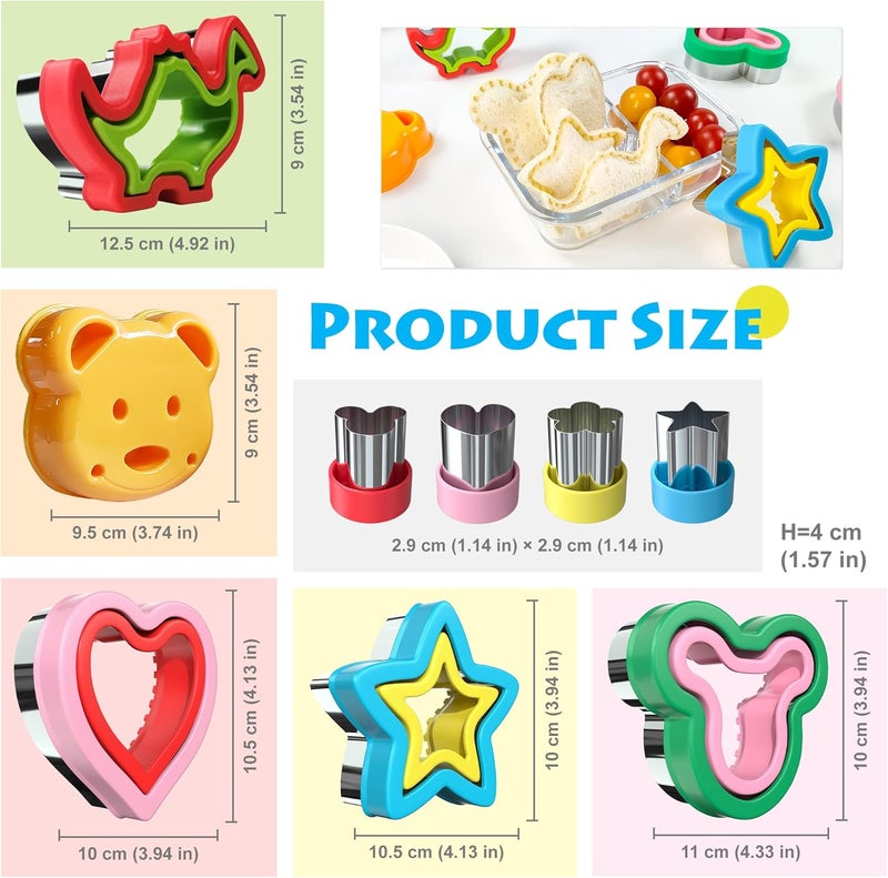 AKHMLEF Sandwich Cutter and Sealer, Sandwich Cutter for Kids 5 PCS（BIG）, Decruster Sandwich Maker, Great for Lunchbox and Bento Box - Boys and Girls Kids Lunch - Image 4