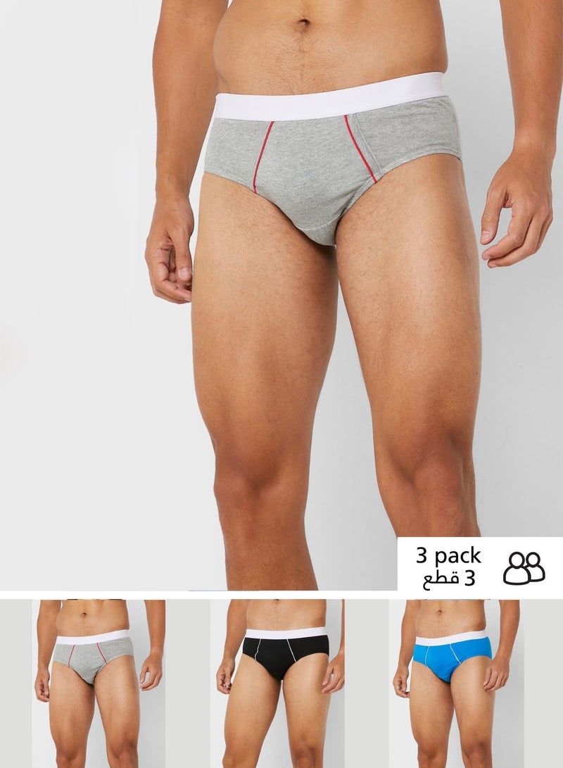 Seventy Five Basics 3 Pack Contrast Waist Band Hunk Brief With Antibacterial Finish  - Image 1