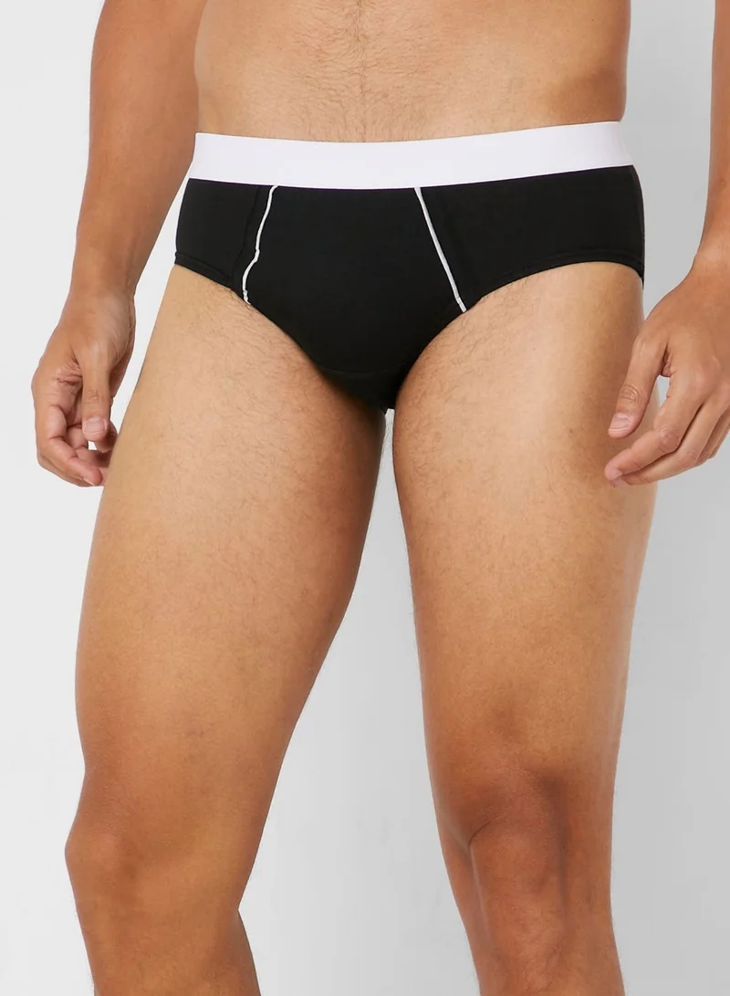 Seventy Five Basics 3 Pack Contrast Waist Band Hunk Brief With Antibacterial Finish