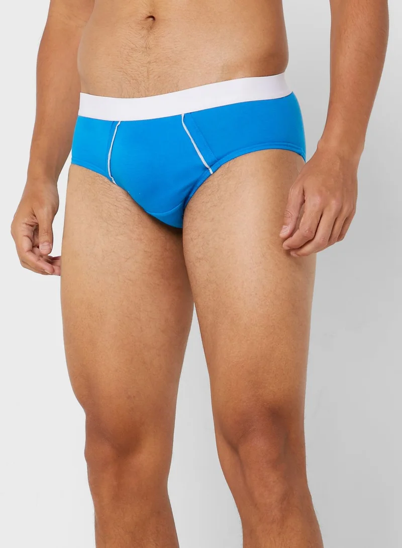 Seventy Five Basics 3 Pack Contrast Waist Band Hunk Brief With Antibacterial Finish