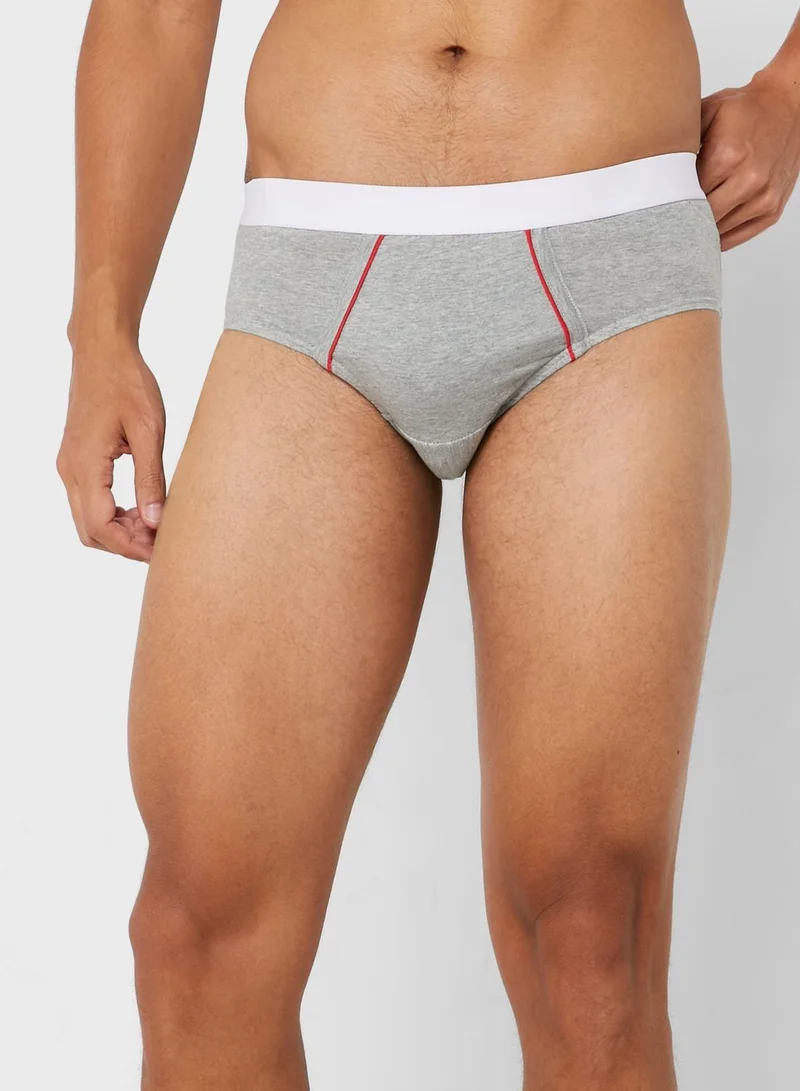 Seventy Five Basics 3 Pack Contrast Waist Band Hunk Brief With Antibacterial Finish