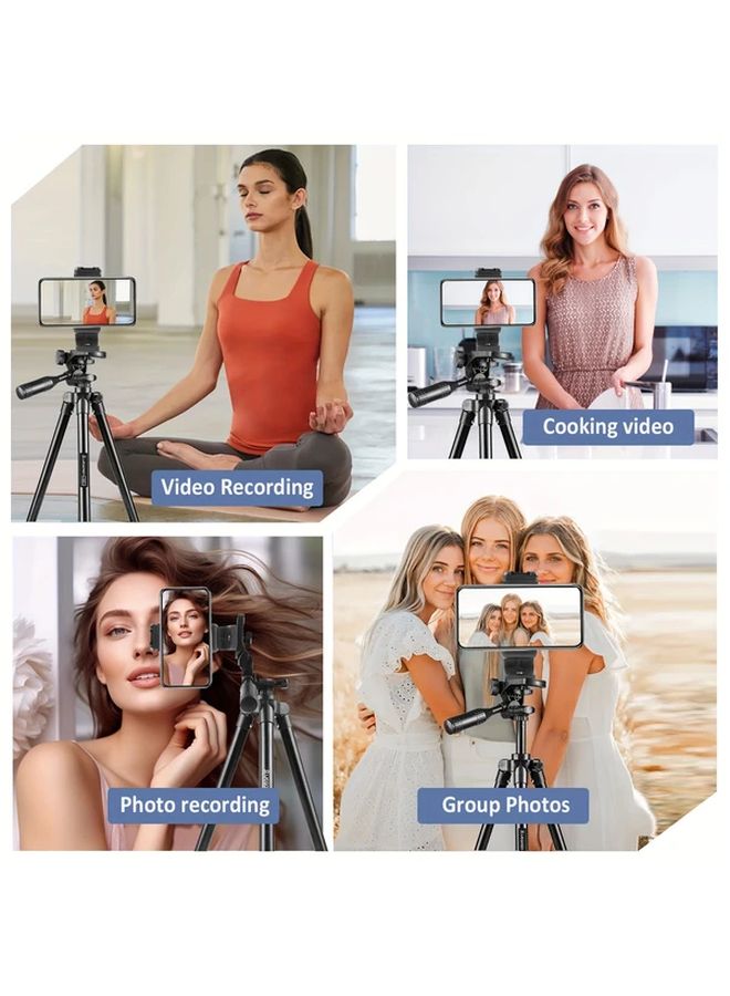 Black Aluminum Tripod Stand 51 Inch Portable Phone Tripod With Carry Bag - Image 5