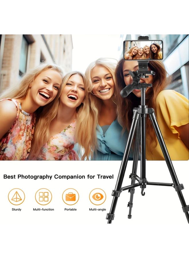 Black Aluminum Tripod Stand 51 Inch Portable Phone Tripod With Carry Bag - Image 4