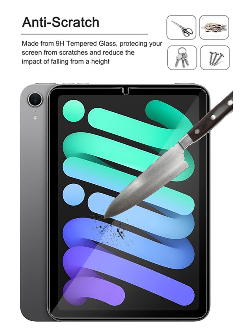 لآيباد ميني (A17 برو) - واقي شاشة زجاجي مقسى - لمسة حساسة عالية الجودة، شفافية أعلى، سهل التركيب، واقي شاشة مقاوم للخدوش وخالي من الفقاعات - شفاف - Image 2