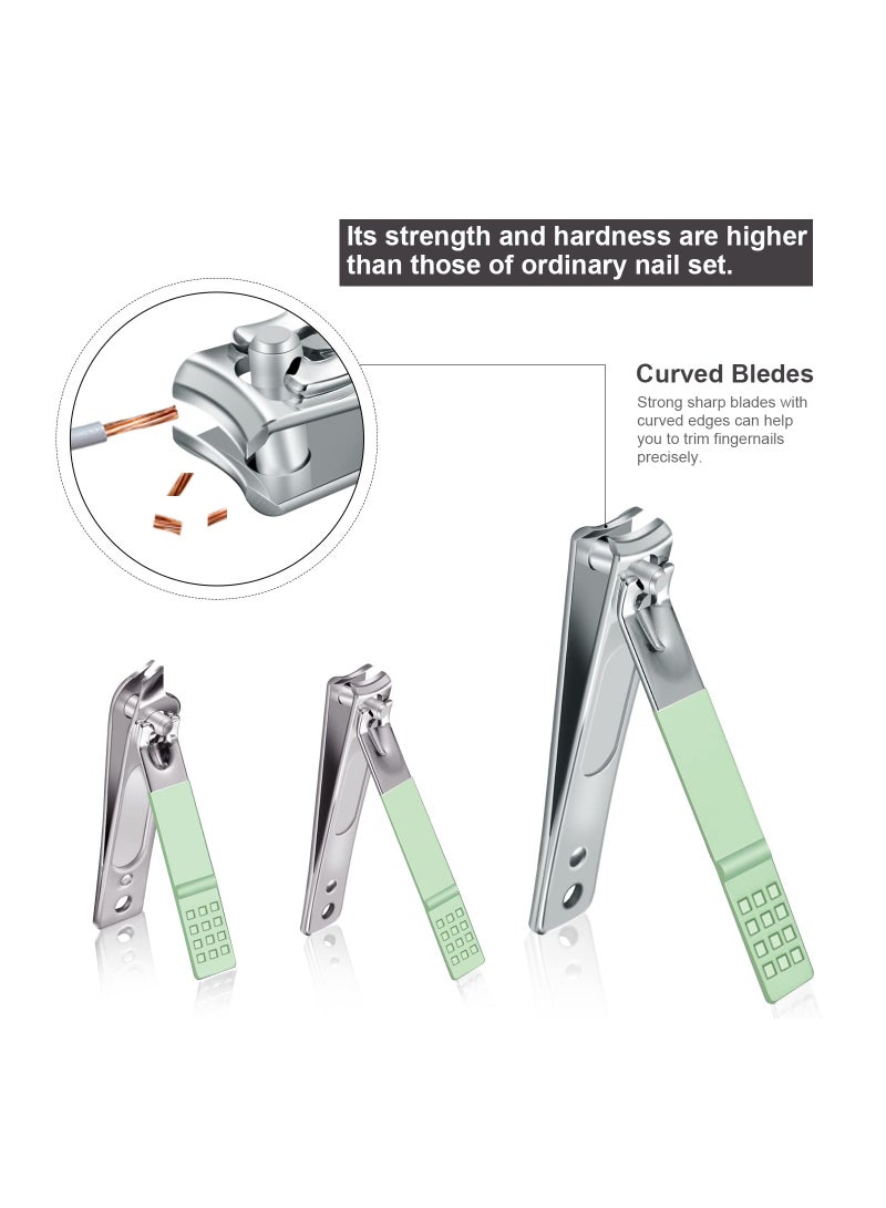 KASTWAVE Portable Manicure Set, Travel Mini Nail Clippers Kit Pedicure Care Tools, Professional Stainless Steel Manicure Kit Pedicure Kit with Case for Travel & Home, 12Pcs (Green) - Image 4