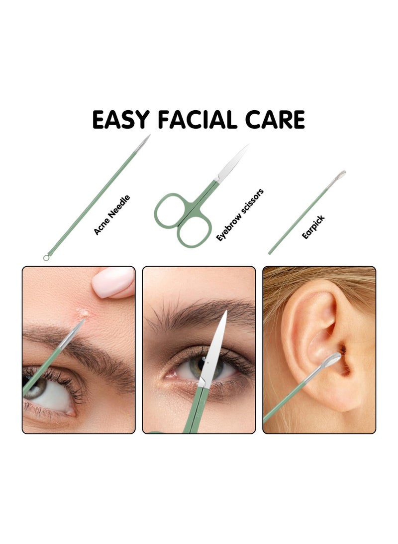 KASTWAVE Portable Manicure Set, Travel Mini Nail Clippers Kit Pedicure Care Tools, Professional Stainless Steel Manicure Kit Pedicure Kit with Case for Travel & Home, 12Pcs (Green) - Image 3