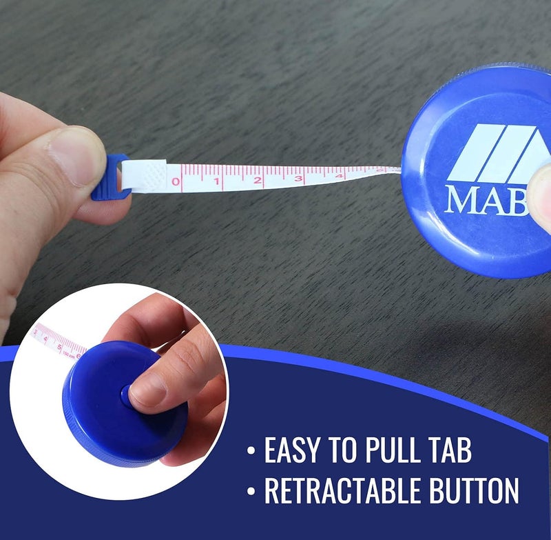 MABIS 60-Inch Retractable Flexible Measuring Tape - Compact Body Tape Measure in Blue - Image 2