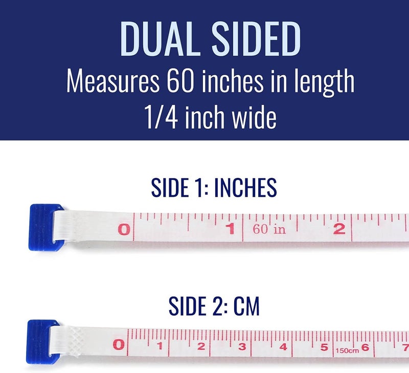 MABIS 60-Inch Retractable Flexible Measuring Tape - Compact Body Tape Measure in Blue - Image 3