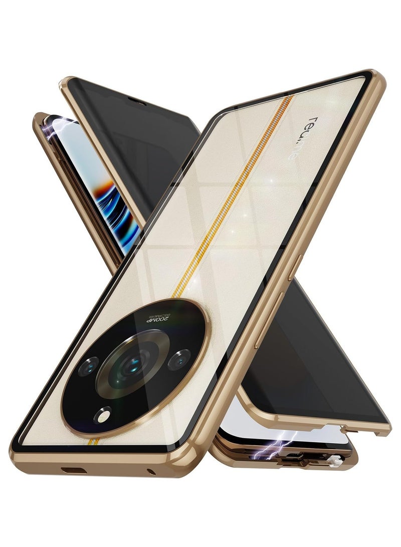 Case Compatible with Realme 11 Pro/11 Pro Plus, Privacy Screen Protector Magnetic Adsorption, Front  Back 360 Degree Total Protection Case with Anti-Peep Tempered Glass