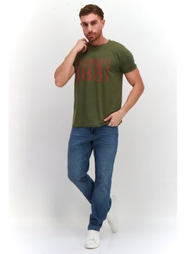 CERRUTI 1881 Men Crew Neck Short Sleeves Brand Logo T- Shirt, Olive  - Image 2