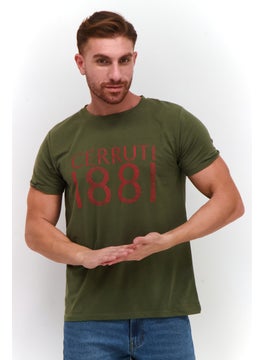 CERRUTI 1881 Men Crew Neck Short Sleeves Brand Logo T- Shirt, Olive  - Image 1