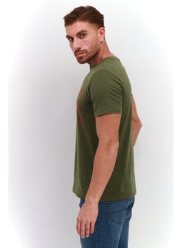 CERRUTI 1881 Men Crew Neck Short Sleeves Brand Logo T- Shirt, Olive  - Image 3