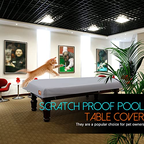ClawsCover Pool Table Cover 7ft,Heavy Duty 600D Polyester Cloth,7 Foot Billiards Table Covers,Waterproof Tear-Resistant Scratch-Proof,Indoor Outdoor Protection Accessories,92Lx52Wx8H Inch-Light Grey - Image 5