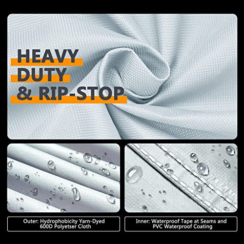ClawsCover Pool Table Cover 7ft,Heavy Duty 600D Polyester Cloth,7 Foot Billiards Table Covers,Waterproof Tear-Resistant Scratch-Proof,Indoor Outdoor Protection Accessories,92Lx52Wx8H Inch-Light Grey - Image 4