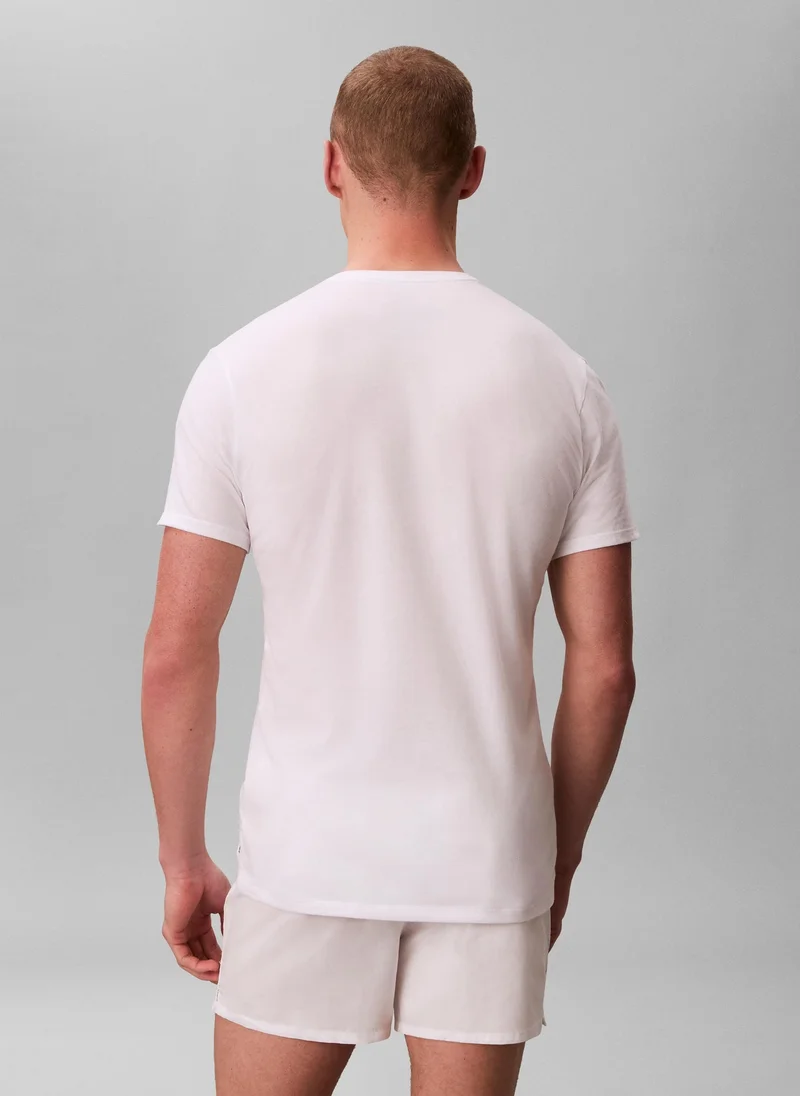 CALVIN KLEIN 3 Pack Slim T-Shirts - Cotton Stretch Blend