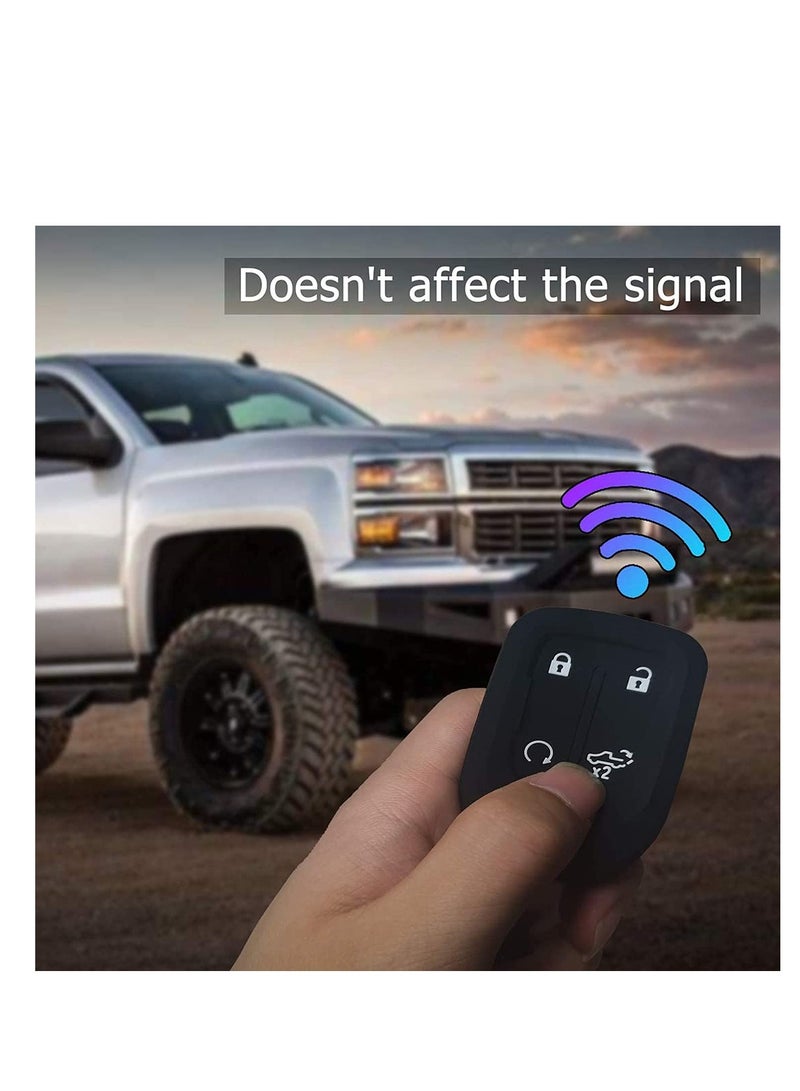 SYOSI Key Protector Key Fob Case Silicone Smart Cover Protector with Metal Key Chain for Chevy Silverado and for GMC Sierra 2500HD 3500HD Remote Accessories Holder 5 bu tton Black - Image 5