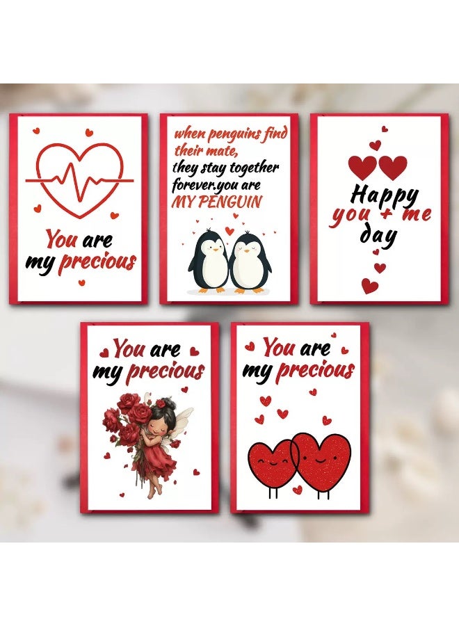 خمس بطاقات معايدة لعيد الحب - تصاميم متنوعة مع مظاريف لرسائل الحب والتمنيات الرومانسية - Image 1