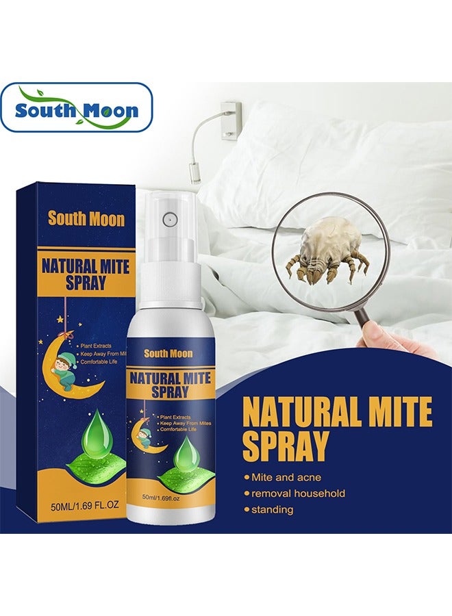 SOUTH MOON Natural Mite Spray，Mite Spray for home Mite Removal Indoor Environment Bed Linen and Clothing Mite Removal Spray (50ml）  - Image 1