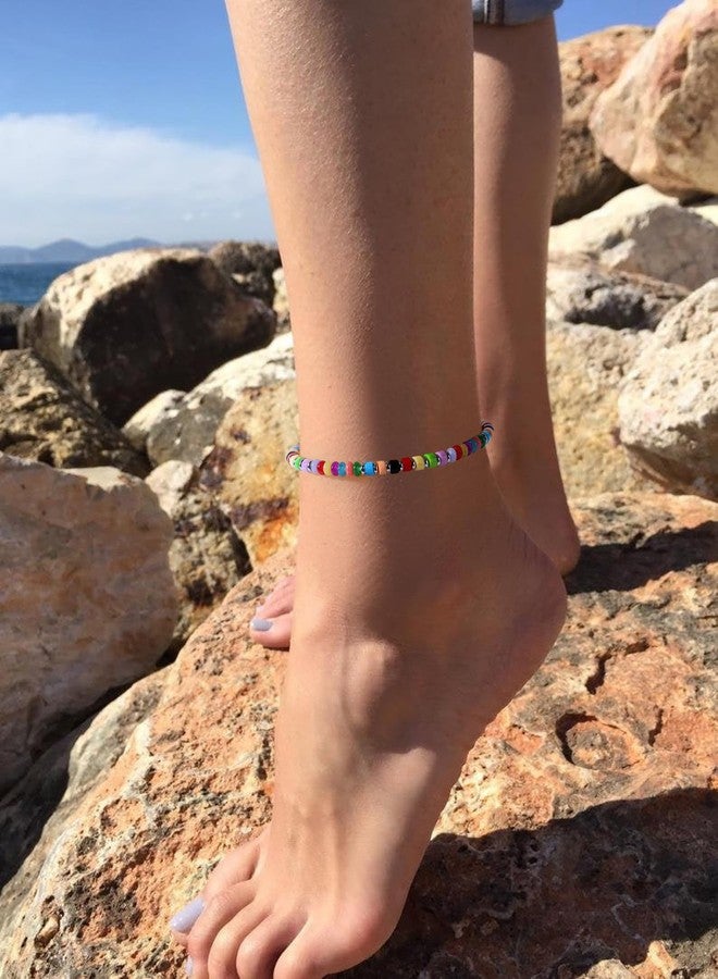 XIJIN Natural Stone Beaded Anklets for Women Handmade Beach Boho Turquoise Beads Ankle Bracelet Jewelry Gift for Her, 8 inch, Stone, no gemstone - Image 3