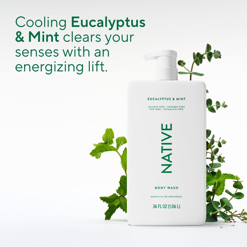 Native Sulfate Free Body Wash Contains Naturally Derived Ingredients | for Women & Men| Eucalyptus & Mint, 36 oz - Image 5
