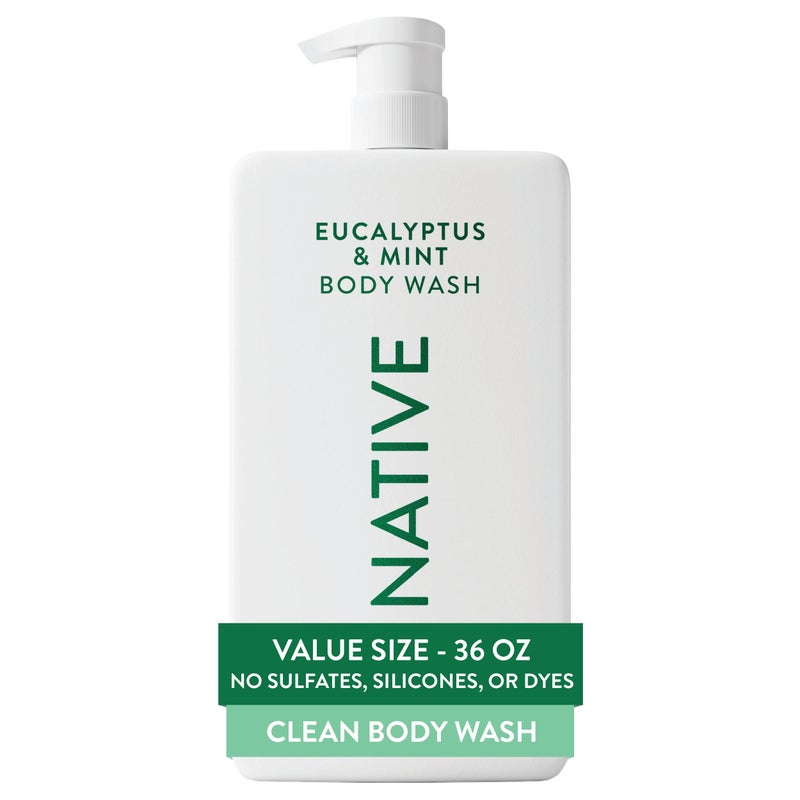 Native Sulfate Free Body Wash Contains Naturally Derived Ingredients | for Women & Men| Eucalyptus & Mint, 36 oz - Image 1