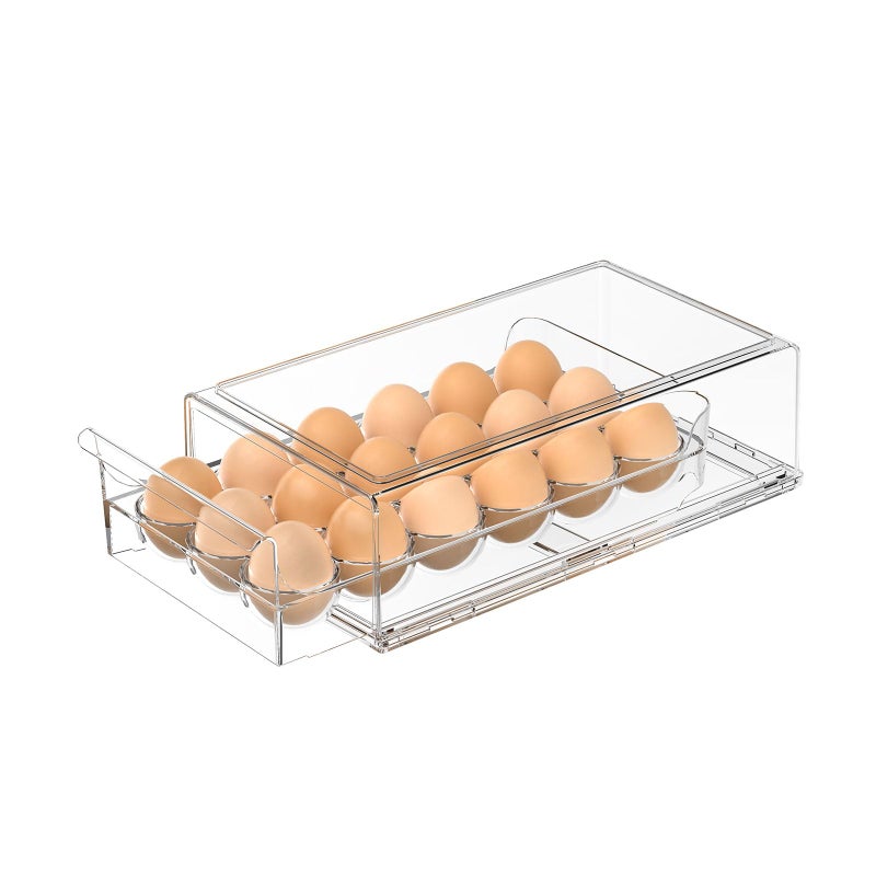 APLOP Egg Storage for Refrigerator, Stackable 18 Egg Holder for Fridge, BPA Free Refrigerator Organizer Bins, Transparent Egg Dispenser - Image 1