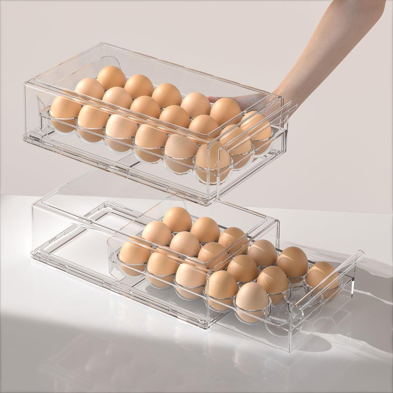 APLOP Egg Storage for Refrigerator, Stackable 18 Egg Holder for Fridge, BPA Free Refrigerator Organizer Bins, Transparent Egg Dispenser - Image 5