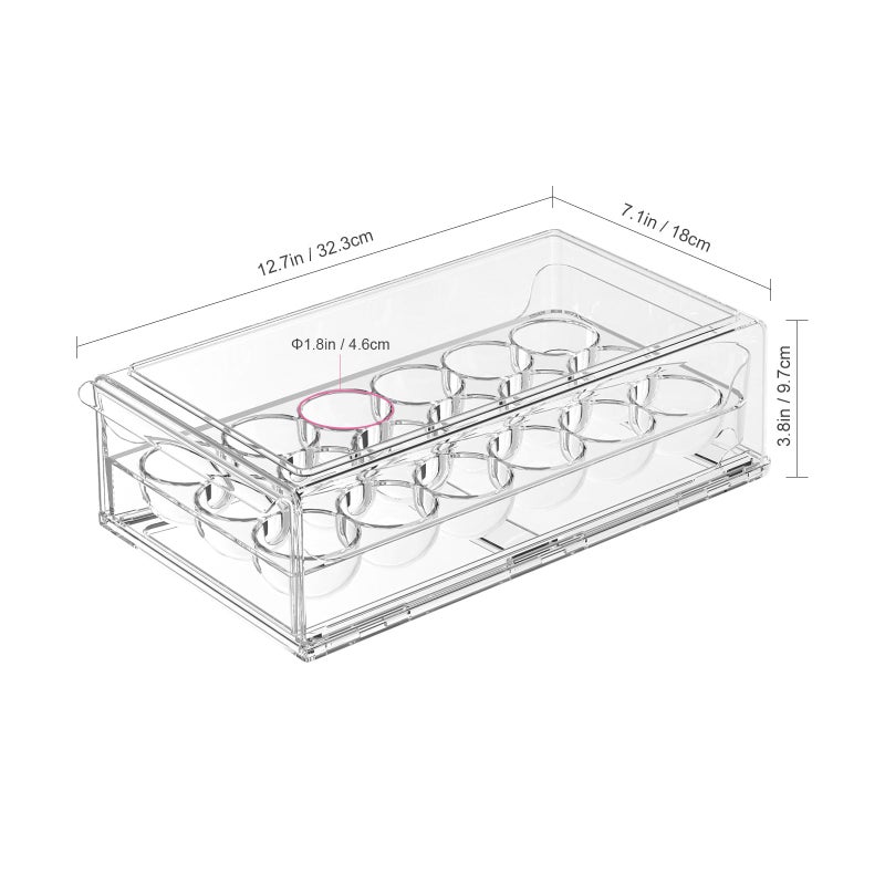 APLOP Egg Storage for Refrigerator, Stackable 18 Egg Holder for Fridge, BPA Free Refrigerator Organizer Bins, Transparent Egg Dispenser - Image 2