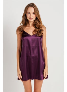 Magic Form 7270 Women's Plum Strappy Satin Nightgown  - Image 2