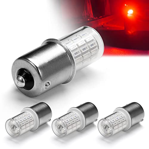 Ziomitus 12V 1156 BA15S Red 1003 1141 7506 P21W LED BulbsDC Bayonet Single Contact BaseAC1024V DC1030 volt LED Replacement for BrakeTail LightsBlinkerTurn SignalParking or Running Lights4Pack - Image 1