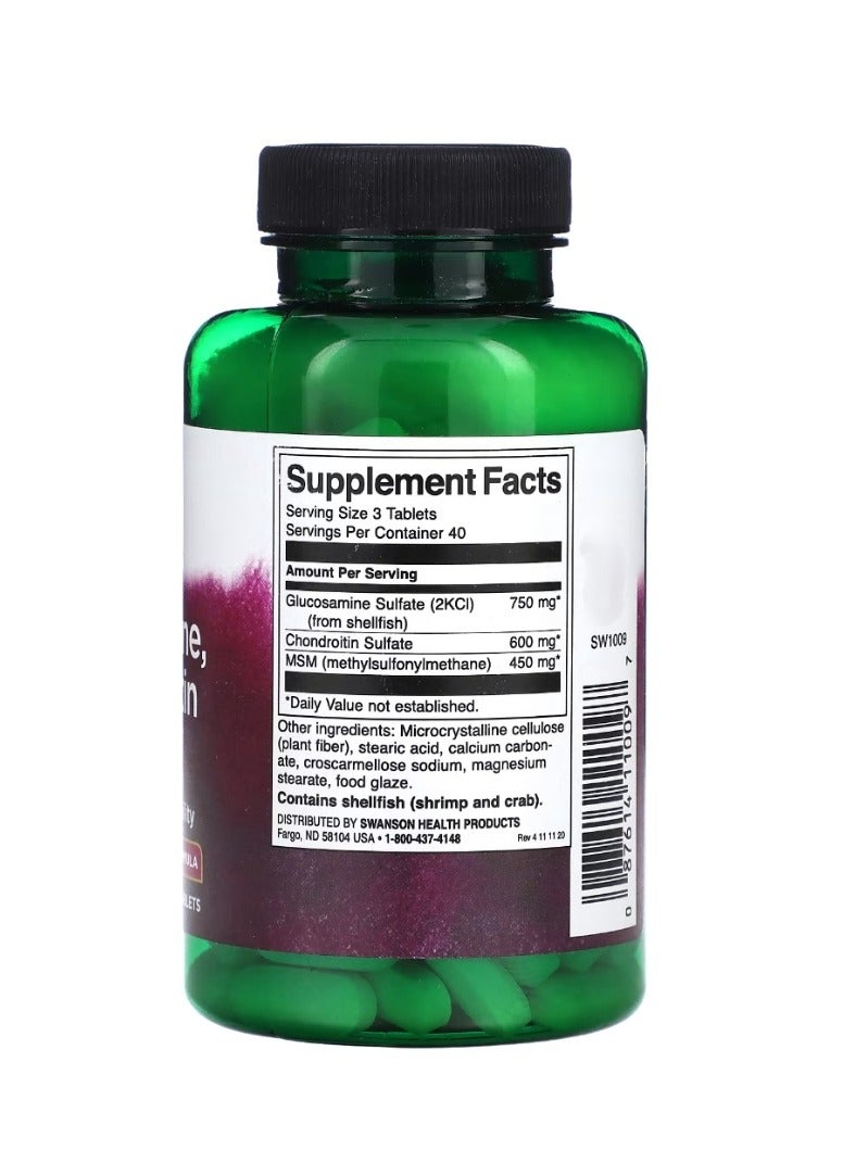 سوانسون الجلوكوزامين كوندرويتين وMSM 120 أقراص - Image 2