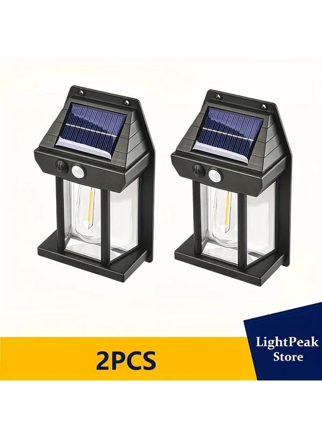 2pcs Smart Motion Sensor Solar Wall Light Outdoor Garden Security Lighting - Image 1
