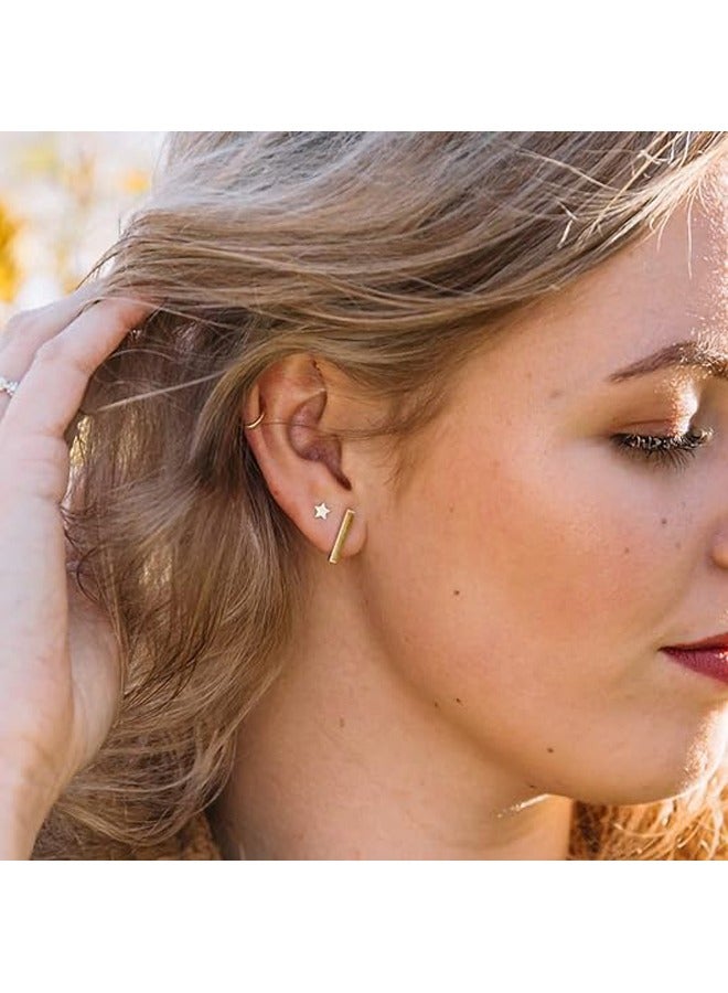 Mevecco Women Huggie Hoop Earrings Gold Ear Stud Cuff 14K Gold Filled Small Boho Beach Simple Delicate Handmade Hypoallergenic Jewelry Gift - Image 2