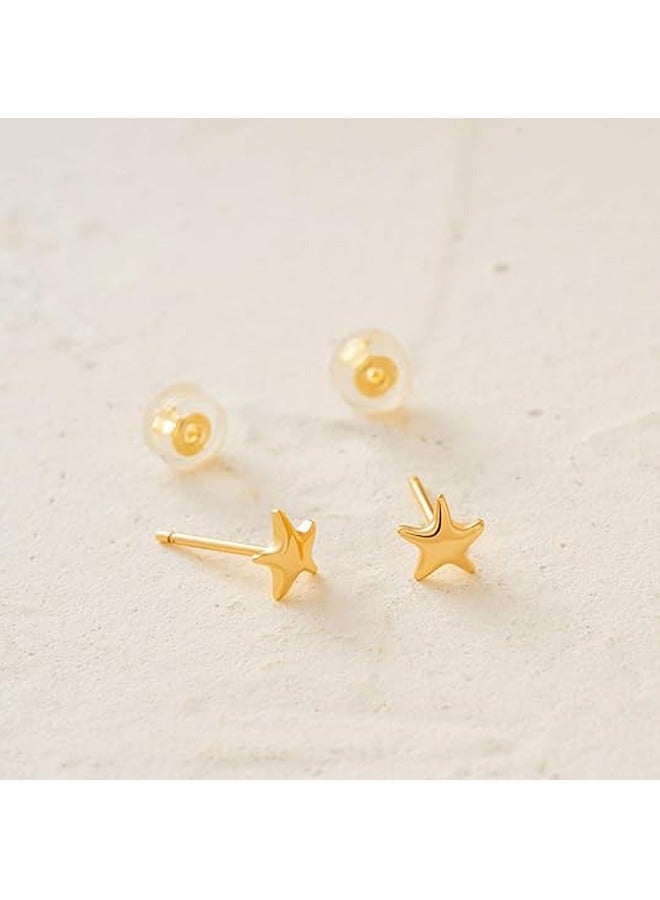 Mevecco Women Huggie Hoop Earrings Gold Ear Stud Cuff 14K Gold Filled Small Boho Beach Simple Delicate Handmade Hypoallergenic Jewelry Gift - Image 4