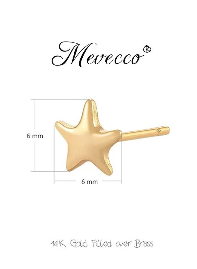 Mevecco Women Huggie Hoop Earrings Gold Ear Stud Cuff 14K Gold Filled Small Boho Beach Simple Delicate Handmade Hypoallergenic Jewelry Gift - Image 3