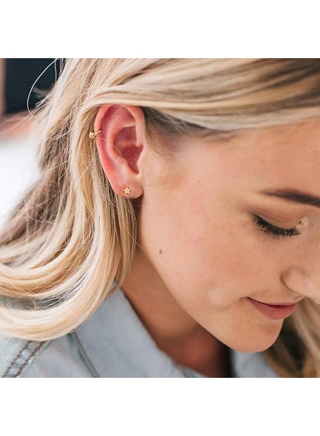 Mevecco Women Huggie Hoop Earrings Gold Ear Stud Cuff 14K Gold Filled Small Boho Beach Simple Delicate Handmade Hypoallergenic Jewelry Gift - Image 5