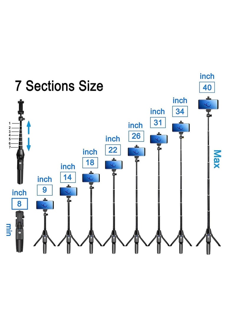 Selfie Stick, 40 inch Extendable Selfie Stick Tripod,Phone Tripod with Wireless Remote Shutter Compatible with iPhone 12 11 pro Xs Max Xr X 8Plus 7, Android, Samsung Galaxy S20 S10,Gopro and More - Image 3