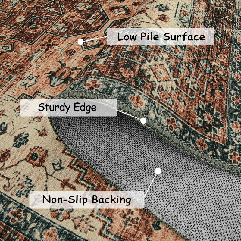 Moynesa Ultra-Thin Washable Round Rug - 4Ft Round Area Rugs for Bedroom Brown Bathroom Circle Mat, Non Slip Non Shedding Low Pile Indoor Floor Carpet for Living Room Coffee Table Kitchen, Brown - Image 2