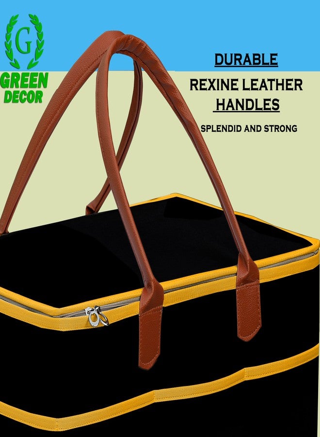 GREEN DECOR-Non Woven Fabric Diaper Caddy Bag with Handles & Zip Lock for Smart Mothers Baby Diaper Caddy Wipes Felt Storage Organizers,Foldable & Portable(Black&Tan&Yellow-18X12X9 Inch) - Image 3