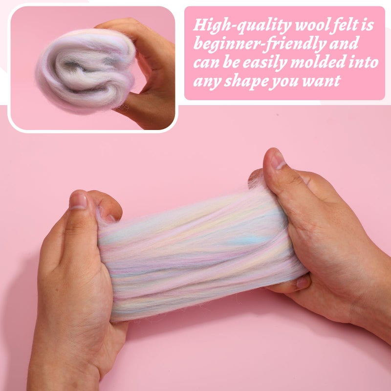 Yizzvb 7.02oz Wool Roving Yarn, Needle Felting Wool Fiber for DIY Craft Materials, Multicolored - Image 5