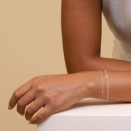 MBW Silver Plated Bracelets for Women Trendy, Dainty Bracelets for Women Chain Bracelet Stack Set Waterproof Jewelry Minimalist Simple Small Thin Bracelet for Women Gift - Image 3