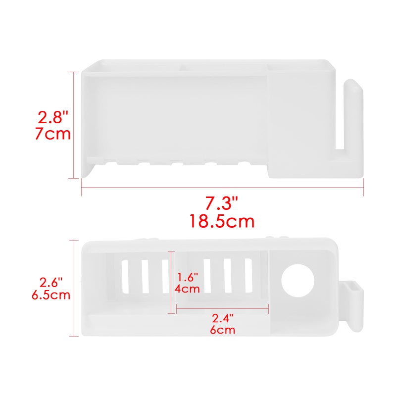 LUEXBOX 5 Slots Wall Mount Toothbrush Holder with Storage Box, Self Adhesive Toothbrush Storage Organizer for Shower, Toothpaste & Toothbrush Hanger for Bathroom, Medicine Cabinet, Dorm (White) - Image 2