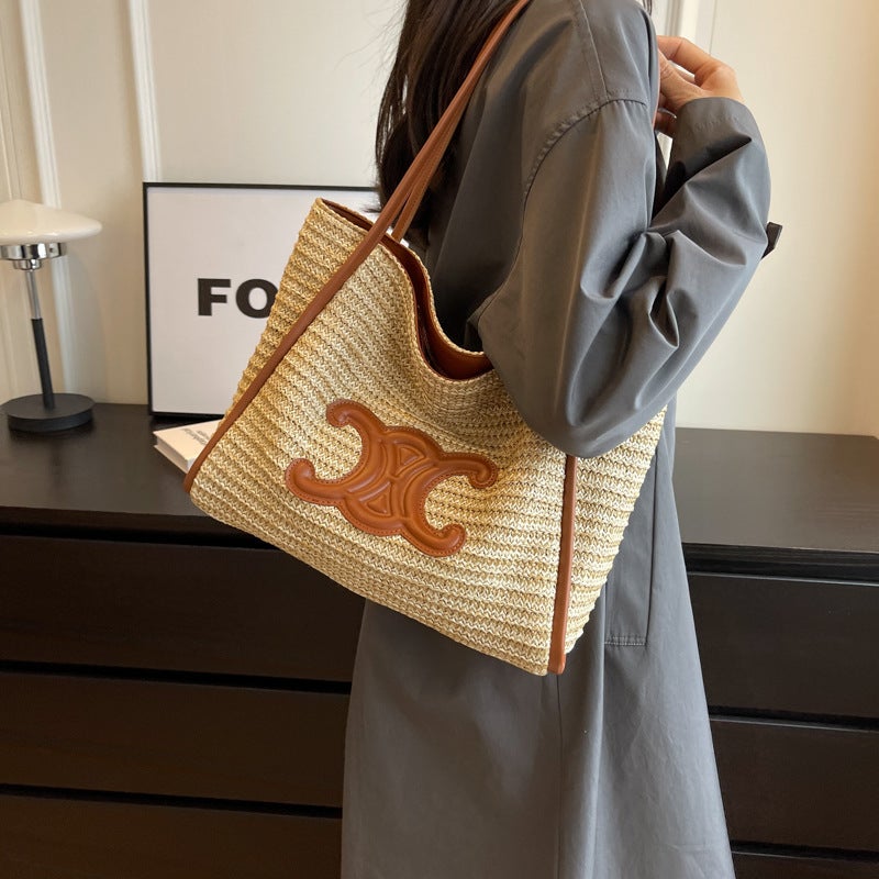 Handwoven Womens Bag 2023 Trendy Large Capacity Brown 