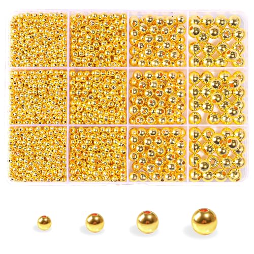 TLAOKLIU 1800Pcs Gold Spacer Beads 3468mm Gold Beads Kits for Bracelet Jewelry Making - Image 1
