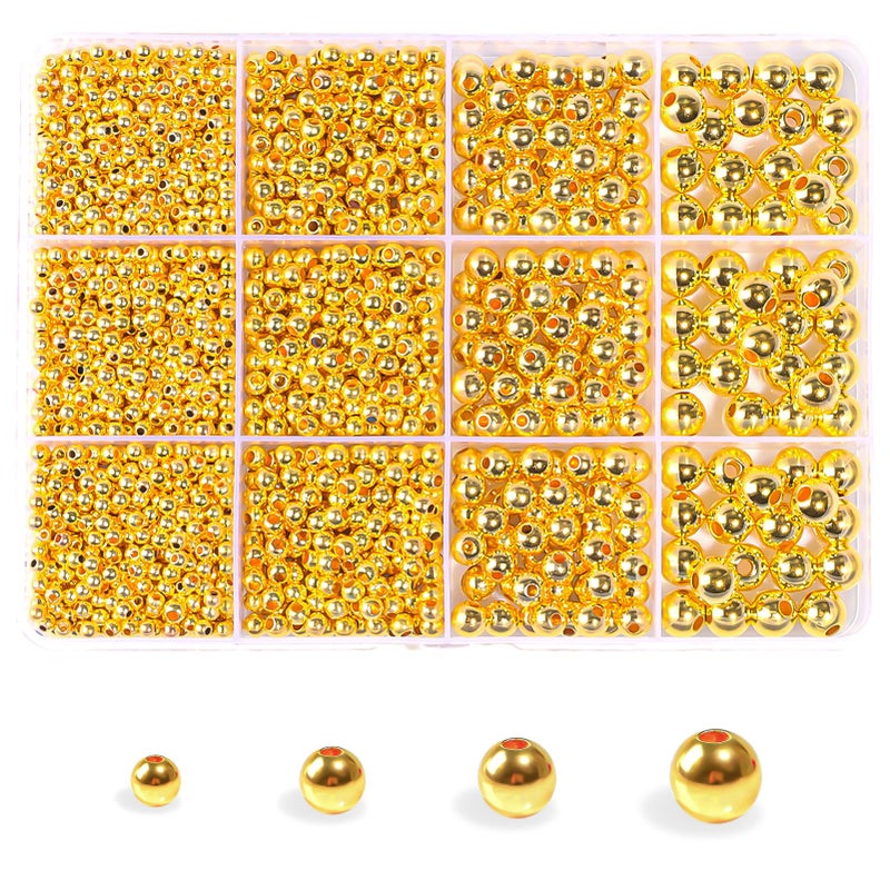 TLAOKLIU 1800Pcs Gold Spacer Beads 3468mm Gold Beads Kits for Bracelet Jewelry Making - Image 3
