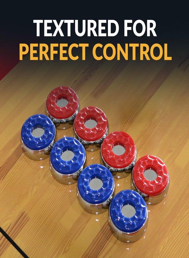 Hathaway Shuffleboard Pucks Set of 8 – Regulation Sized Shuffleboard Discs with Dimpled Top for Easy Grip & Beveled Edge for Better Control, & Sturdy Dark Cherry Wooden Case – Shuffleboard Accessories - Image 5