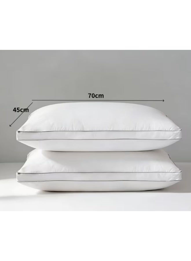 A microfiber pillow is filled with very fine synthetic fibers known as microfiber. It is characterized by its softness and lightness while providing comfortable support for the head and neck. It is often used as a practical alternative to feathers or natural down because it offers a fluffy and comfortable feel at a lower price and is easier to care for. - Image 2