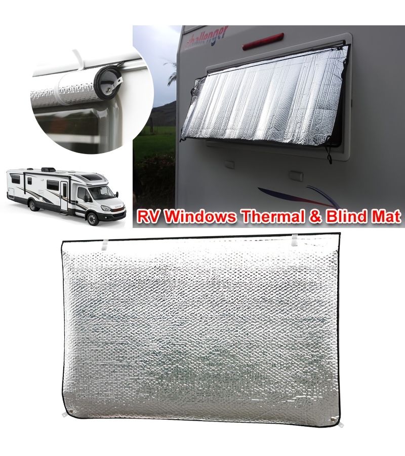 RV Insulated Sunshade 55.12x29.13inch Reflective UV Protection Foldable Storage Camping Window - Image 1