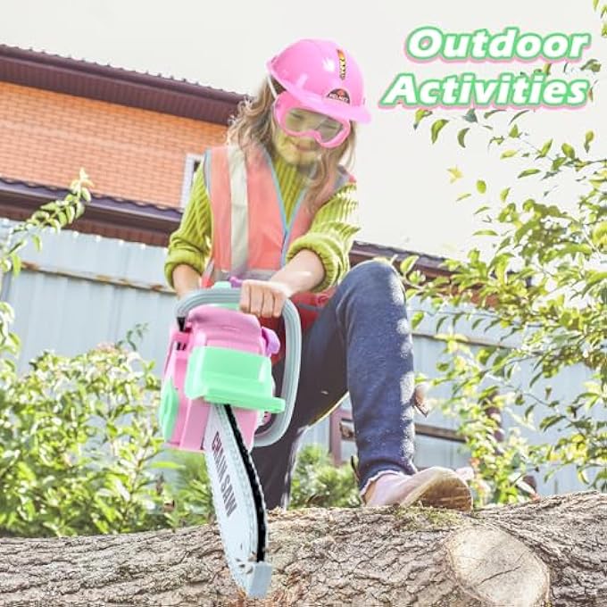 PINK ELECTRIC CHAINSAW PRETEND PLAY TOOL TOY, CONSTRUCTION THEME, KIDS DEPARTMENT, AGES 3 TO 6, UNISEX, STEM & ROLE PLAY - Image 4