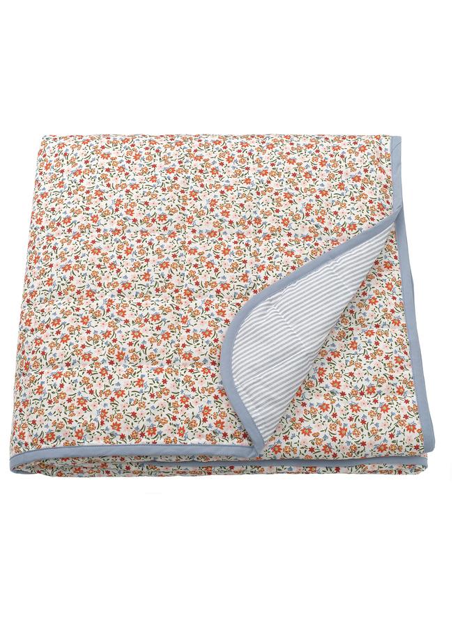 erorex Bedspread, white/floral pattern, 260x250 cm - Image 1